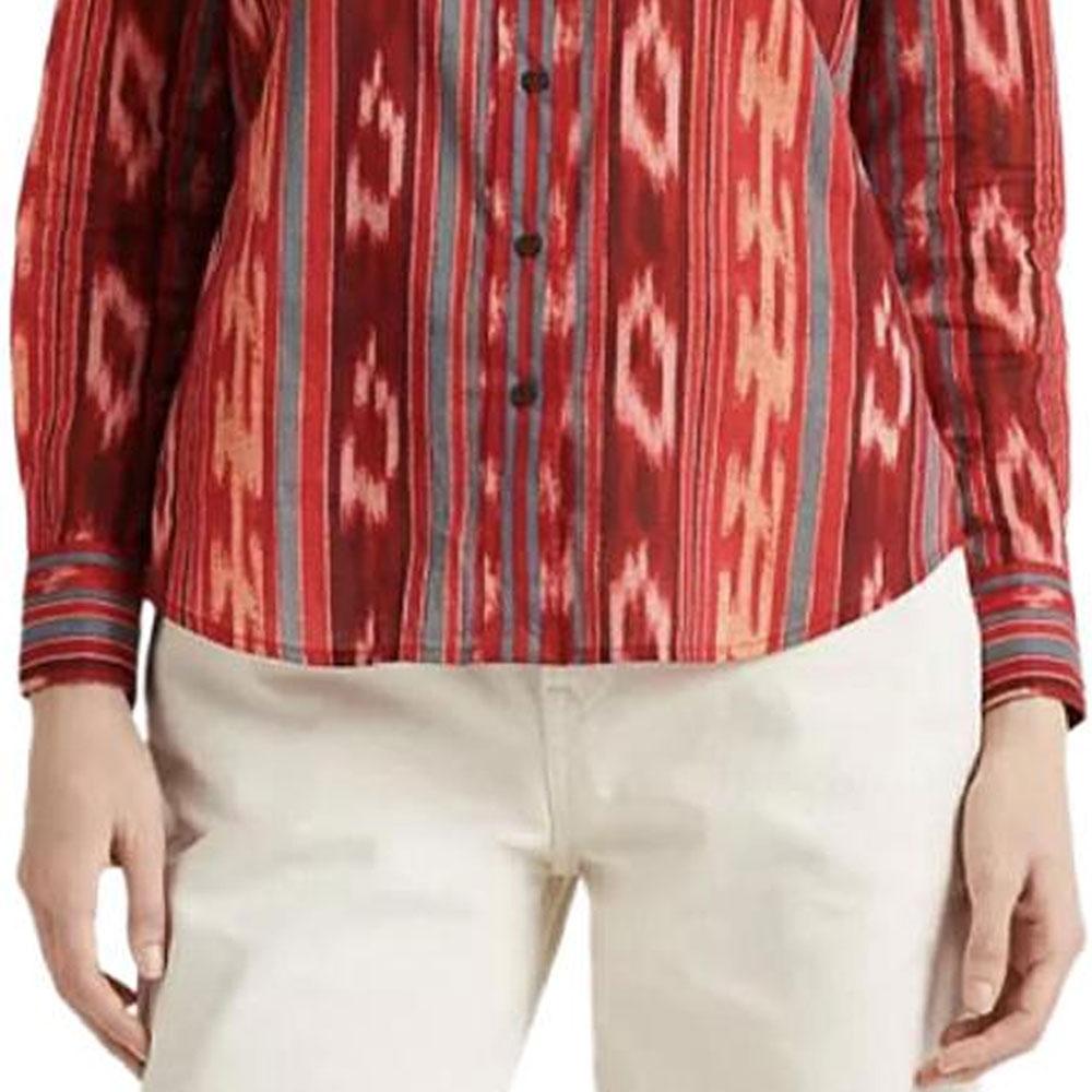 Polo Ralph Lauren SS23 Patterned Long Sleeve Shirt Women shirts Red 200909237-001