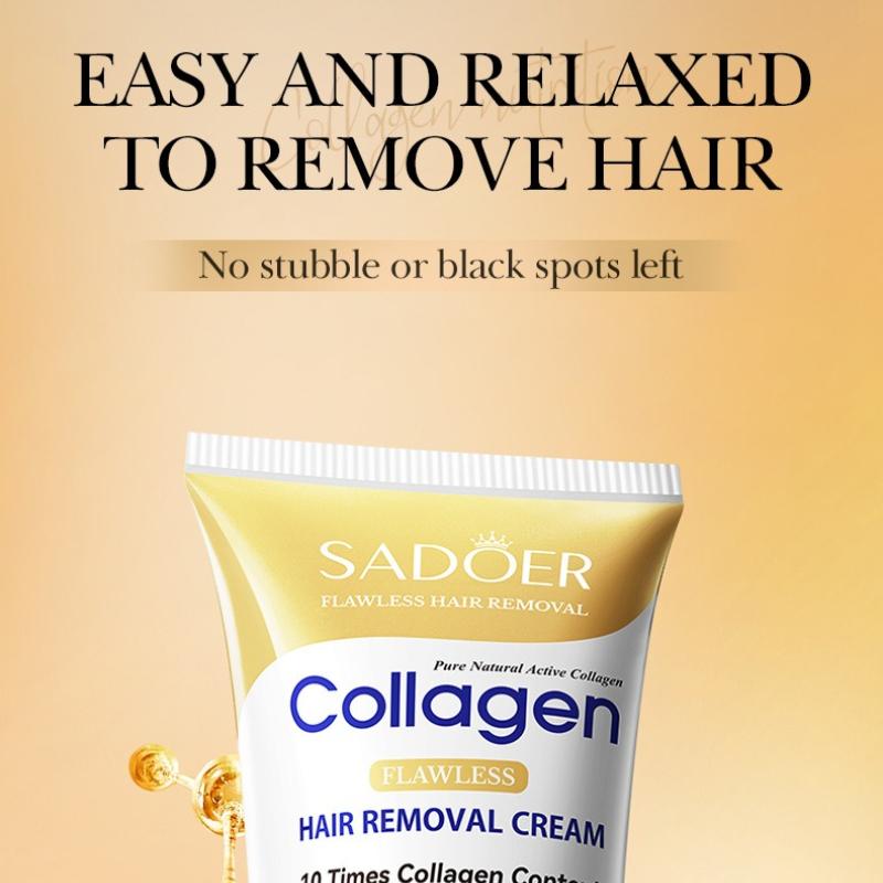 Collagen Gentle Hair Removal Cream SADOER Skin Rejuvenation Non-irritating Underarm Hair Removal Cream