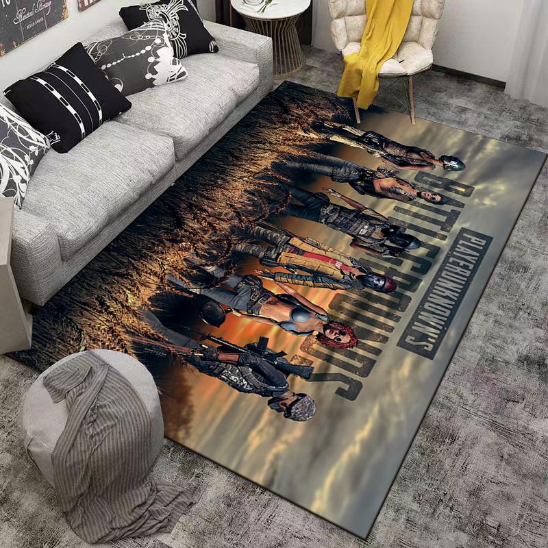 Survival Game Special Forces Printed Flannel Carpet Non-Slip Suitable for Bedroom, Living Room, Children's Room Decoration
