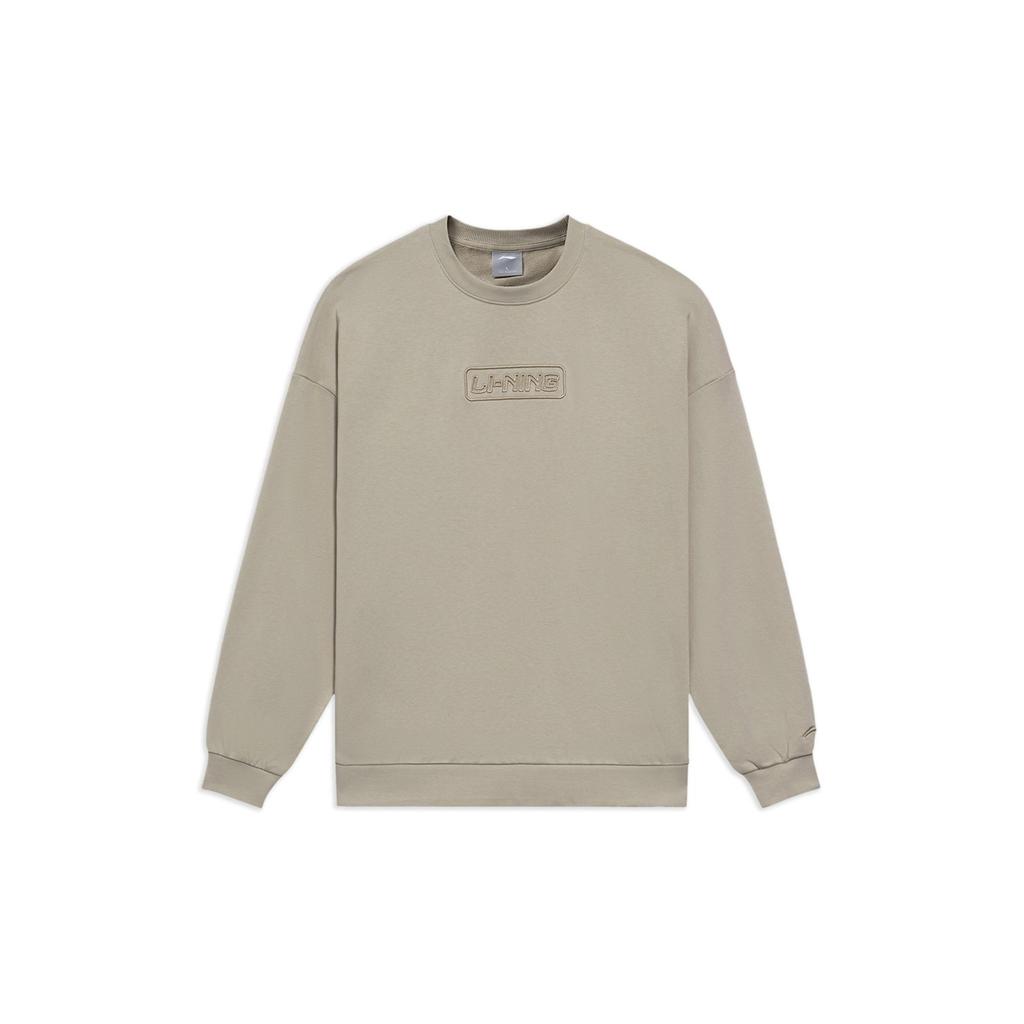 Li Ning Training Series Solid Color Fleece Loose Round Neck Pullover Long Sleeve Sweatshirt Unisex Sweatshirt Cashmere-Gray AWDRB76-11