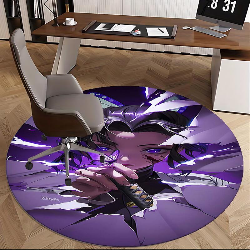 Butterfly Warrior,Purple Demon Slayer Chair mat Round Rug Office carpet, Non slip, Suitable for Living Rooms, Bedrooms Decor.1205433a