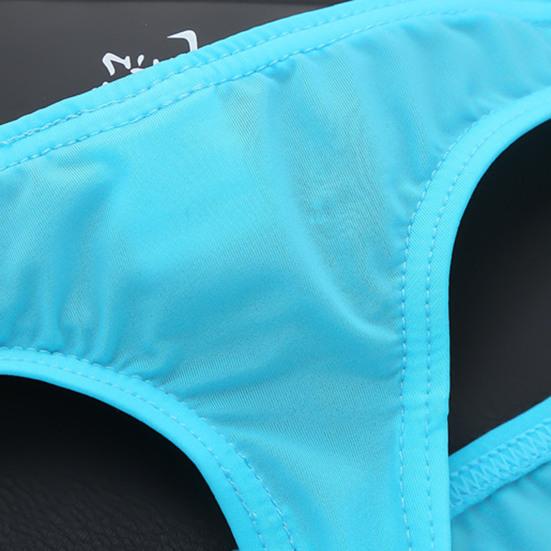 Men Briefs Elastic Solid Color T-shaped Thong Ice Silk Low Waist Quick Dry