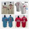 Philadelphia Phillies 7 Turner Embroidered Baseball Jersey Cotton Unisex Adult Sportswear Fan Wear Casual Use