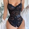 European and American new body sculpting lace onesie free-to-take open underwear bow sexy underwear