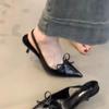 High Heels Women's Shoes New Temperament Elegant Bow Pointed Head Stiletto Bag Head Sandals Women