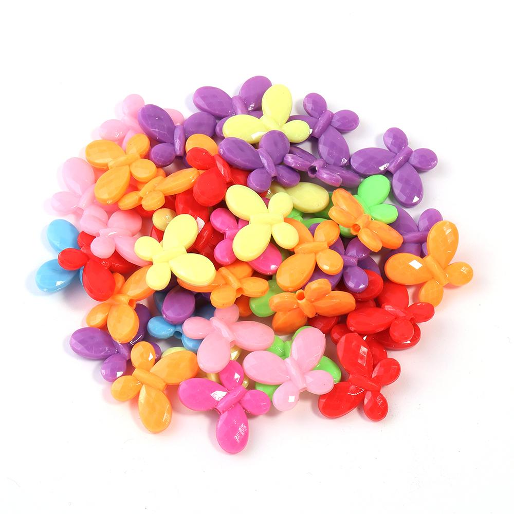 50 Stück/Los Gemischte Farbe Kunststoffperlen Schmetterling Schneeflocke Süßigkeitenform Lose Perlen Für DIY Armband Ohrringe Zubehör Großhandel