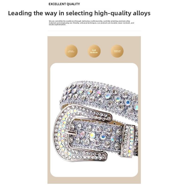 Punk Belt, American Flying Eagle Star Stripe with Rhinestone Sequins Rock Fashion Belt, Men and Women