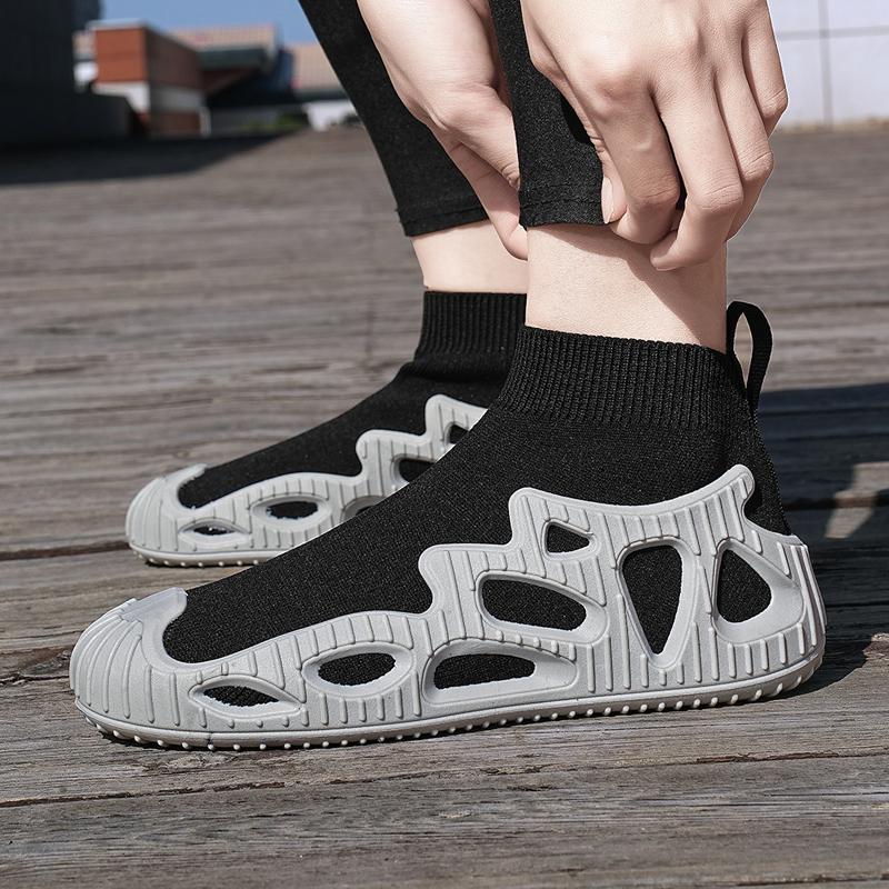 Modische atmungsaktive Socken und Schuhe, einfarbig, Fly Woven Sportschuhe, Herren- und Damen-Outdoor-Freizeitschuhe, Boardschuhe, 36-47