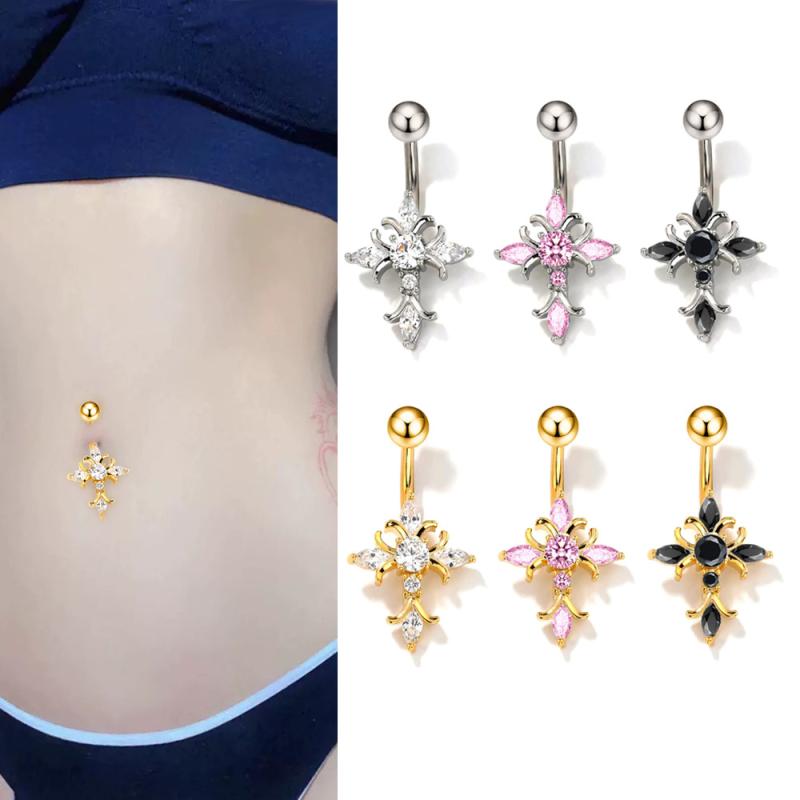 Crystals Star Dangled Belly Button Rings Stainless Steel Dainsty Zircon Navel Ring Belly Piercing Body Jewelries