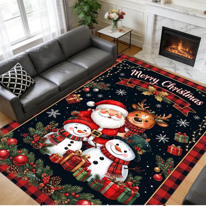 Christmas Printed Square Area Rug Soft Non Slip Floor Carpet For Bedroom Holiday Gift