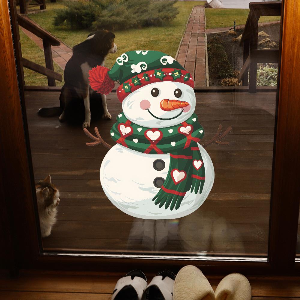 Christmas Dress Up Snowman Bedroom Porch Bathroom Home Decoration Wall Sticker Sticker Wholesale Static No Glue