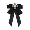 Rhinestone Crystal Ribbon Bow Brooch Polyester Shirt Collar Pin Neckline Decoration Brooches  Women