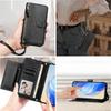 Wallet Phone Case for iPhone 7 Plus with Zipper Card Holder, Detachable Strap, Kickstand, Magnetic Closure