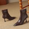 Vintage Metal Pointed Toe Thin Heel Women Ankle Boots Sexy Stripper Party Shoes Female Elegant Stretch Slim Short Booties