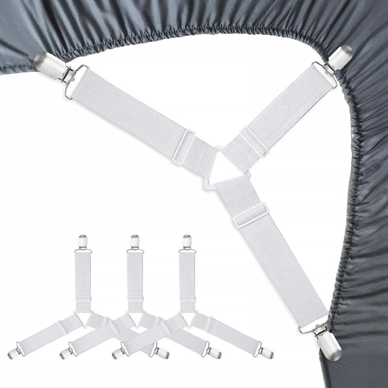 Bed Sheet Holder Adjustable Elastic 12 Clips Fixed Holder Mattress Clip Fasteners Cover Blankets Grippers Fixing Non-Slip Strap