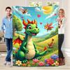Cartoon Dinosaur Park Flannel printed blanket suitable for all seasons suitable for living room office sofa and travel 180x250CM