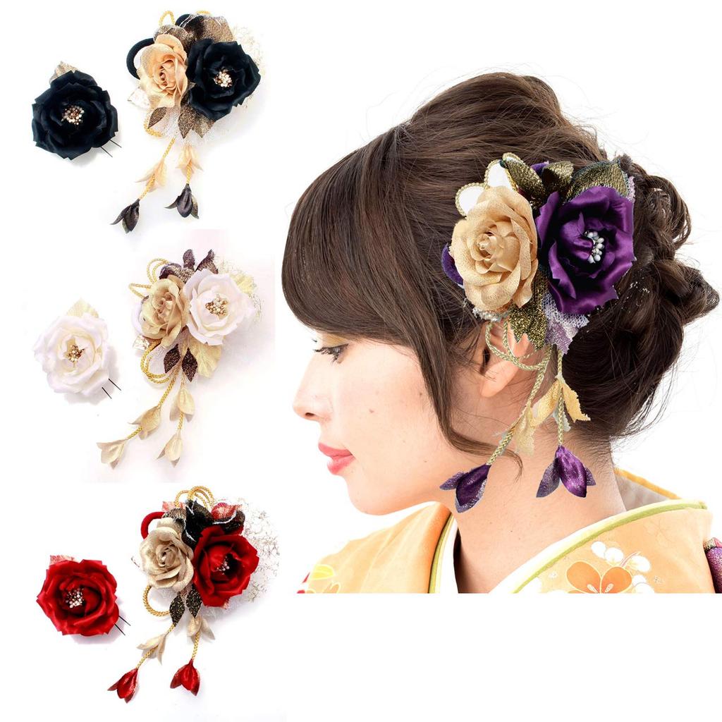 Coming of Age Ceremony Hair Ornament Graduation Ceremony Hakama Hakama Hair Ornament Hair Ornament Rose Rose Red White Purple Black Gold Tulle Comb