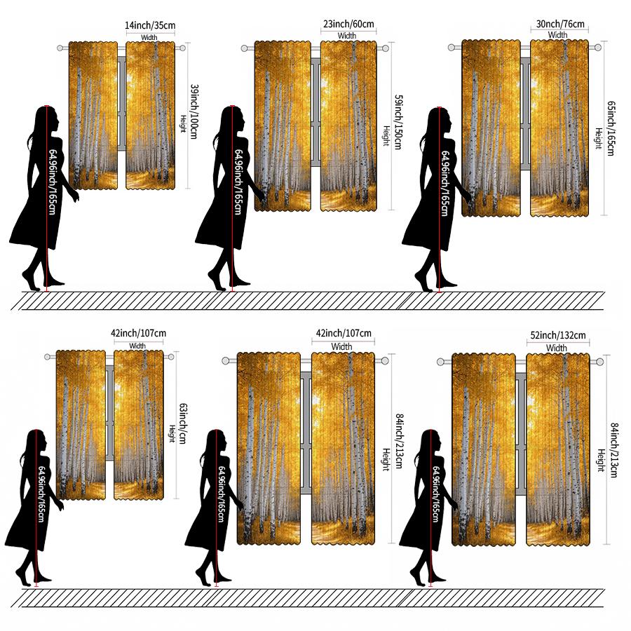 Birch Forest Landscape Printed Curtains Pole Bag Christmas Decorations Home Room Curtain Made Of Polyester