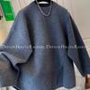2025 Autumn/Winter Plus-Size High-End Lazy Style Casual Slit Knit Top for Women