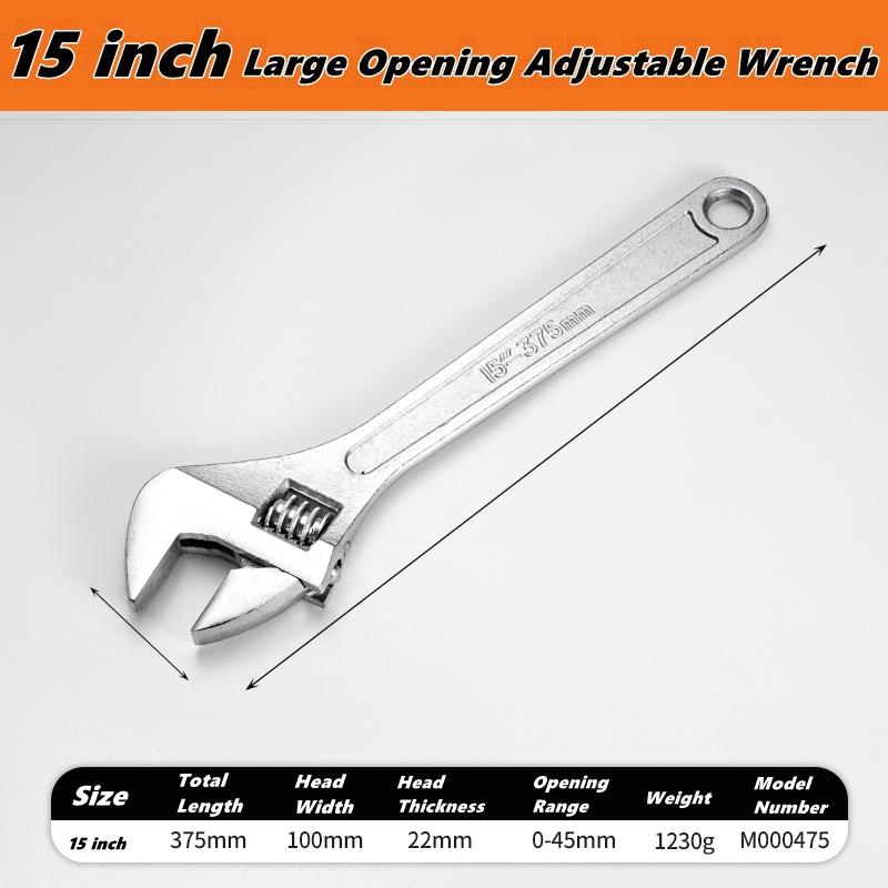 Adjustable Wrench Large Opening Long Universal Spanner Clamp Wrench Motorcyle  Repair Tools Steel Mechanical Workshop Motor