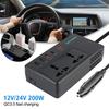 200W RV Inverter 24V 12V Cigar Lighter Adapter 2+4 AC Sockets USB Chargers DC To AC Converter Car Inverter Digital Voltmeter