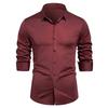 Business Casual Long Sleeve Shirt Men's Fashion Bottom Shirt Stretch Men's Shirt