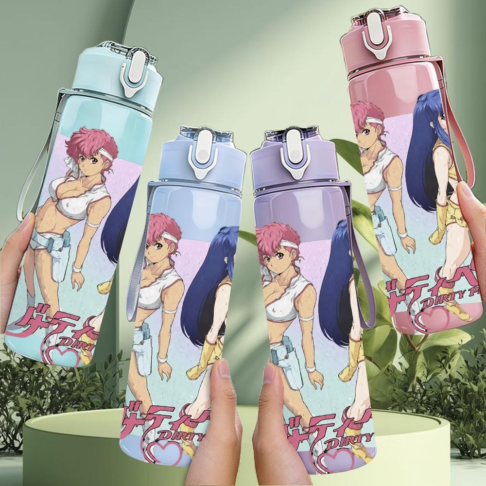 1PC Anime Girl Character Art 750ml sports water bottle leakproof straw lid outdoor office home