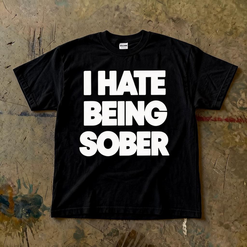 I Hate Being Sober T-Shirt | Funny Typography Drinking Humor Tee