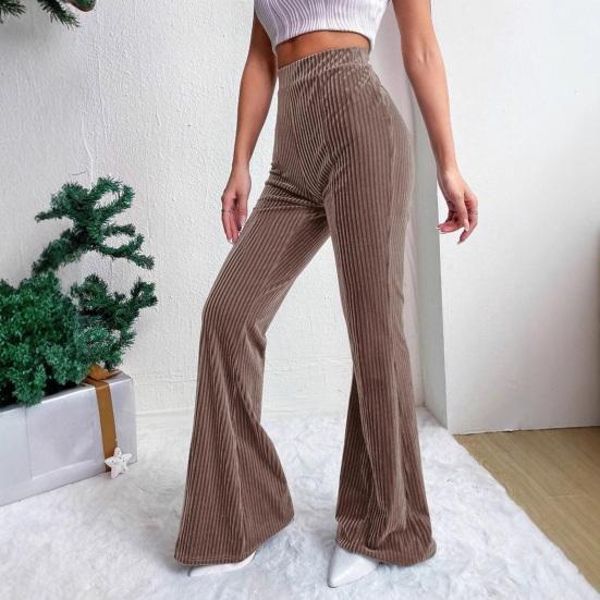Retro Corduroy Flared Pants High Waisted Wide Leg Trousers for Women Solid Color Loose Casual Pants for Work Travel And Daily Wear