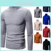 Men's Long Sleeve Solid T Shirt Cozy High Neck Turtleneck Pullover Sweater Top Ideal For Cool Days