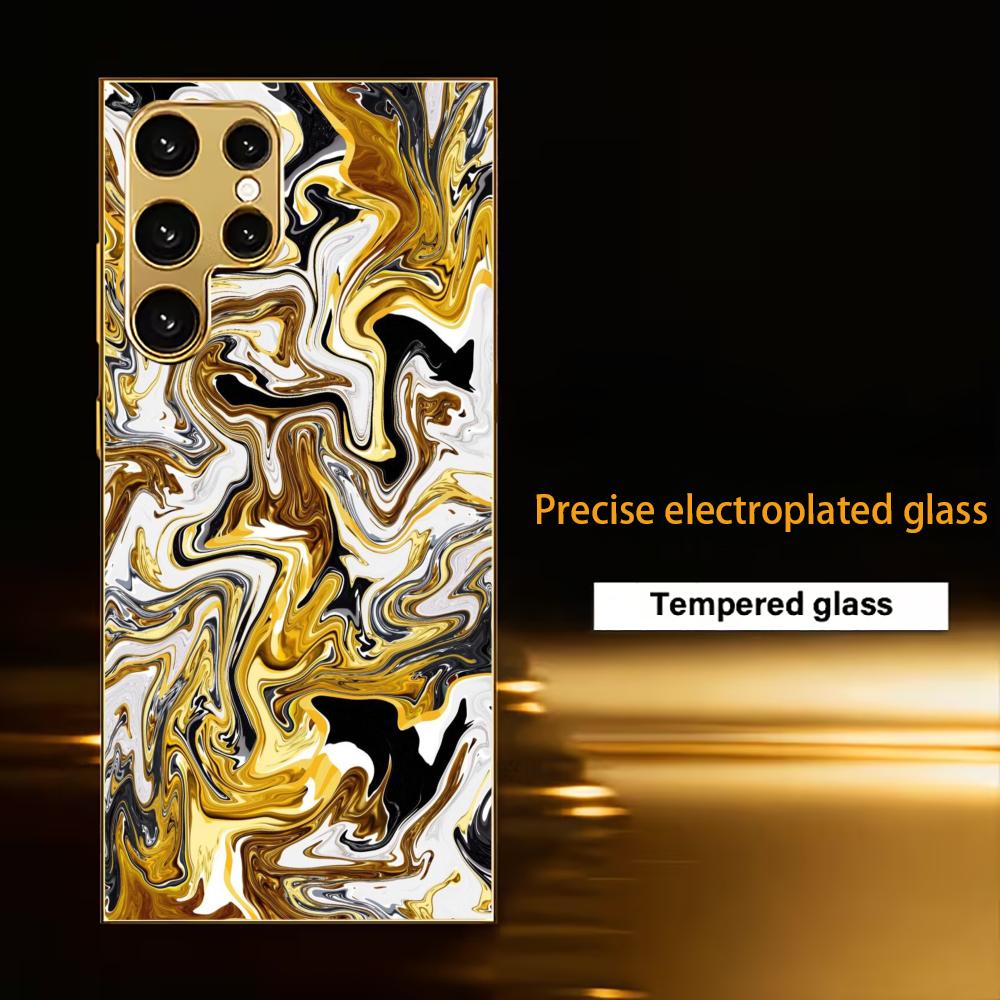 Gilding Atmosphere Simplicity High-end Electroplating Glass PhoneCase for Samsung Galaxy S26 S25 S24 S23 S22 S21 FE,Ultra,Plus
