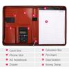 Portable PU Leather A4 File Folder Zipper Bag Card Holder Pen Insert Business Briefcase Zipper Closure Memo Pad Clip Conference