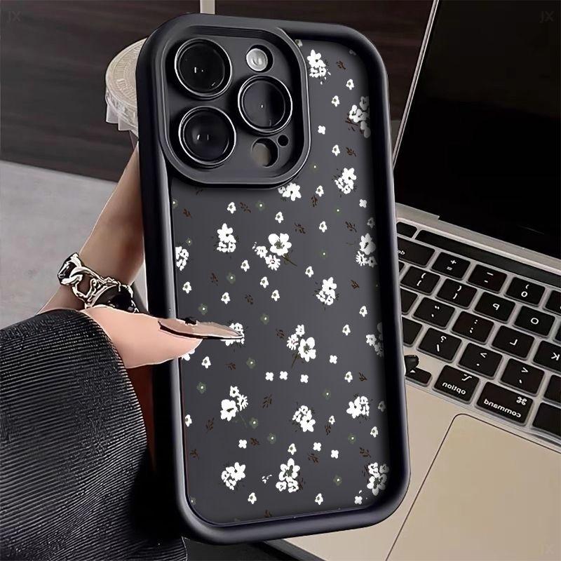 White small floral iPhone17Promax mobile phone case ladder is suitable for Apple 16promax all-inclusive Tianyan 15.