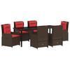 Garden Dining Set with Cushions 7 Pcs Brown Poly Rattan
