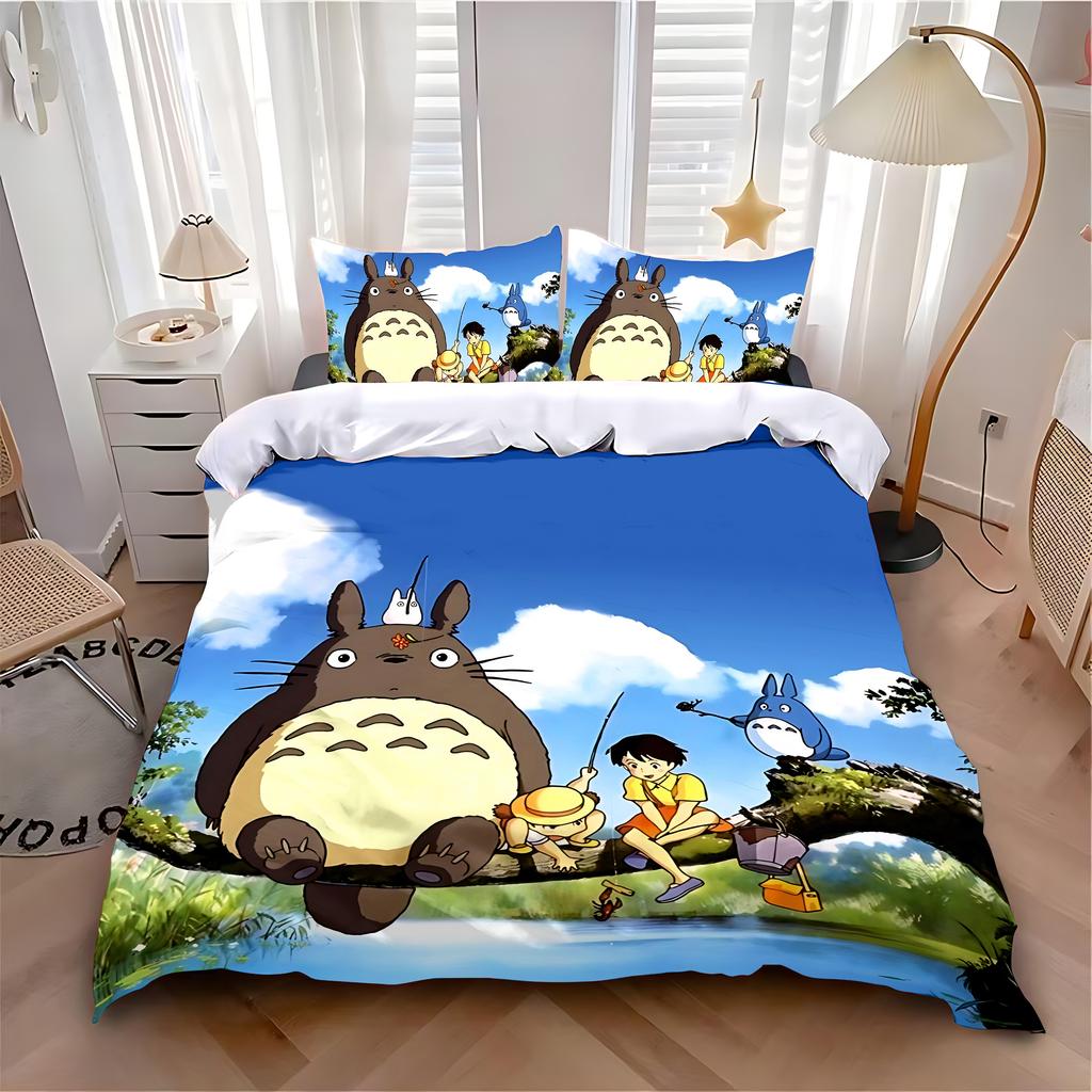 Duvet Cover Pillowcase Bedding Set Anime Cute T-Totoroes Adult Boy Girl Bedroom Decoration Children Single Double Large Size