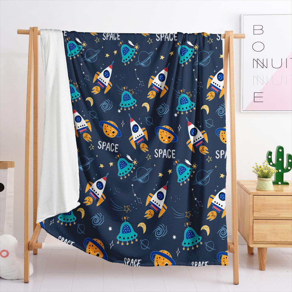 Blanket Flannel Blanket Astronaut Illustration Christmas Tree 2D Digital Printing Blanket Blanket