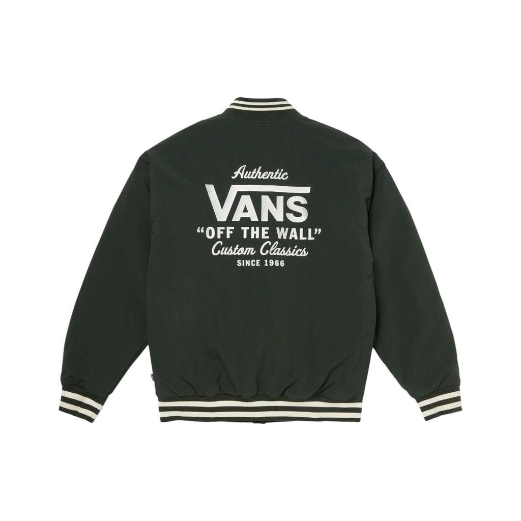 Vans Logo Print Stand Collar Single-Breasted Long Sleeve Jacket Men Jackets Khaki-Green VN000GZMBZ0