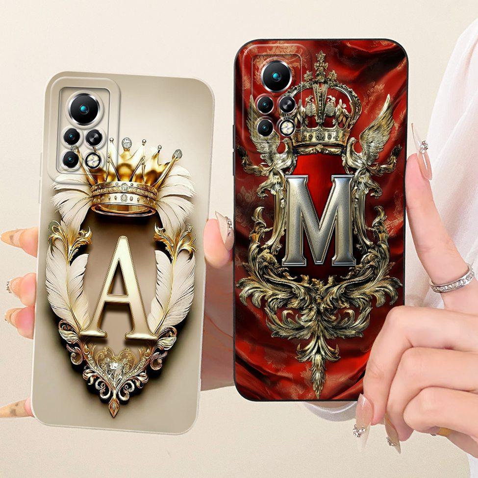 For Infinix Note 11S X698 11Pro X697 Case For Infinix Note 11 Pro Cover Luxury A-Z Letters 2D Painted Silicone Casing