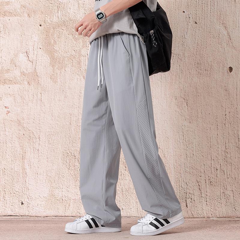 Summer Thin Casual Ice Silk Quick-drying Casual Trousers for Men New Wide-leg Straight Sports Pants for Men