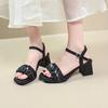 French Roman Sandals Women's 2025 New Summer Versatile Medium Heel Work Not Tired Feet with High Heels