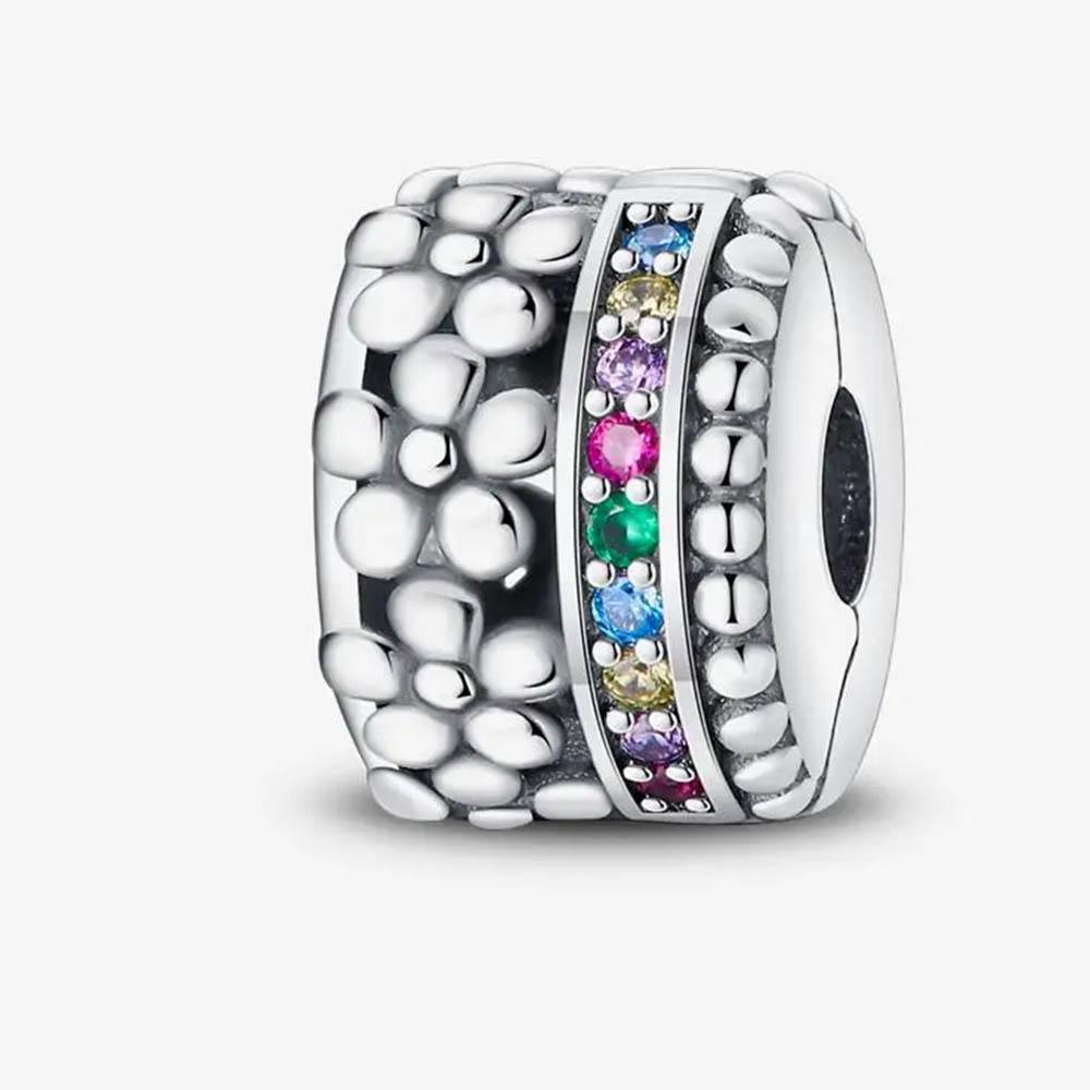 New In Color Zircon Angle Round Clip Bead Fit Pan Original Bracelet Women Copper Safety Chain Jewelry Gift