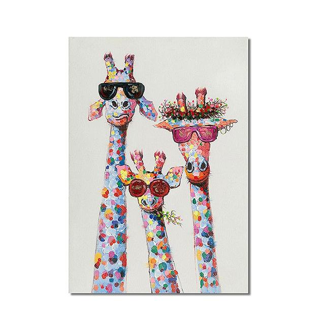 Zabawne zwierzę słodkie żyrafy rodzina obrazy na płótnie plakat i wydruk sztuka ścienna do salonu dekoracja ścienna Cuadros Unframe