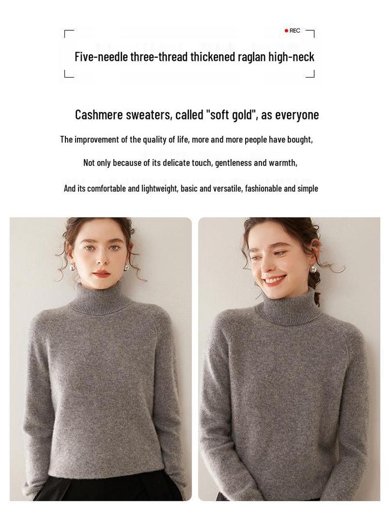 2024 Women's Pure Cashmere High Neck Thick Winter Sweater