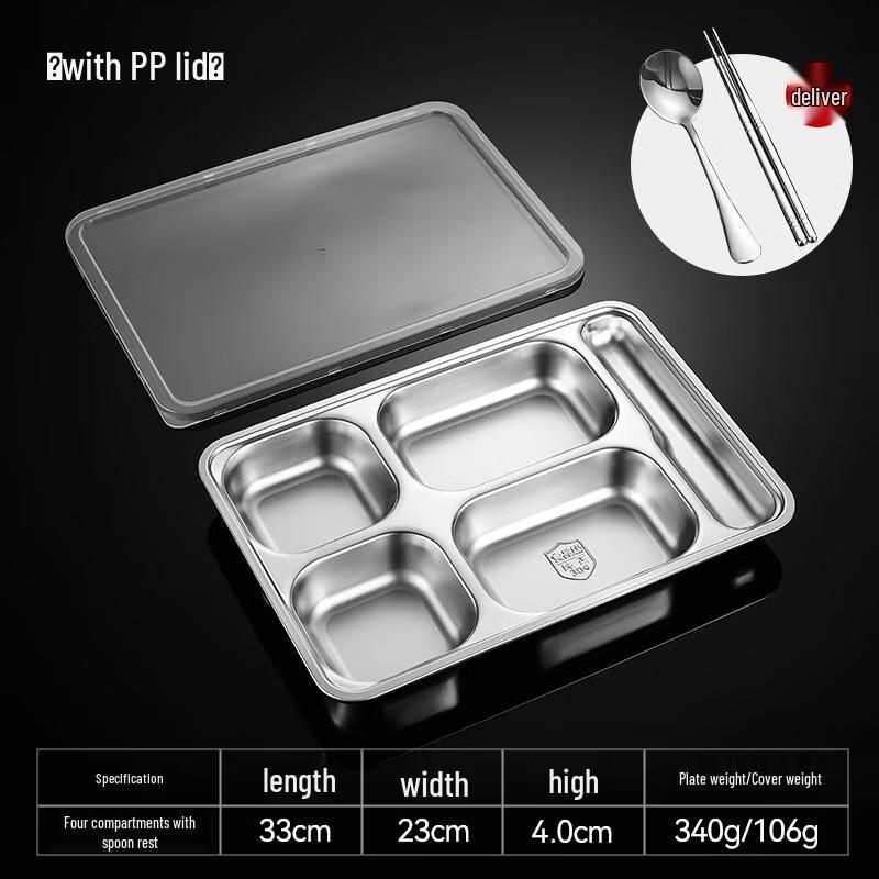 

Jundingying 4-Compartment Stainless Steel Lunch Tray