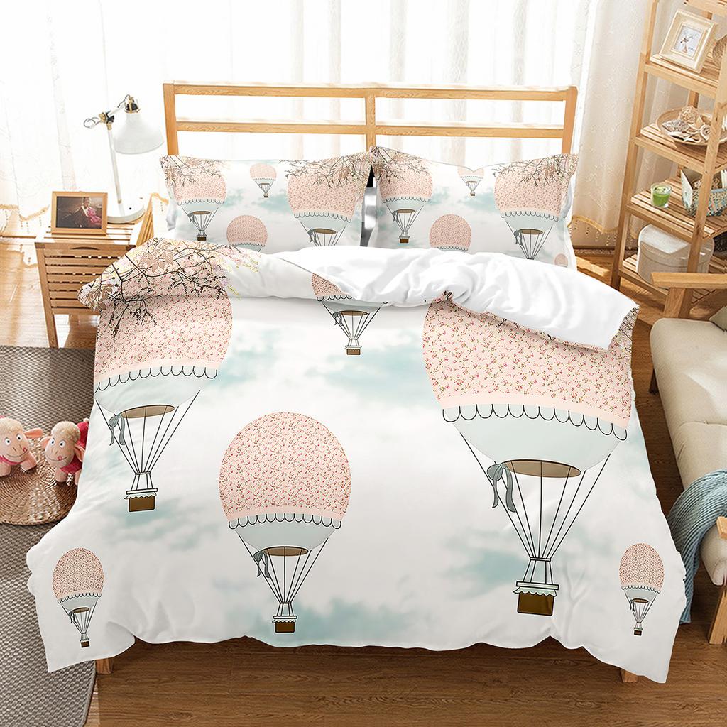 Air Balloon Duvet Cover Collection Single King Cartoon Animal Bedding Collection Cute Sika Deer Elephant Comforter Cover For Kids Teens
