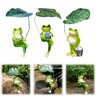 Frosch Gartendekoration Harz Lustige Froschfiguren Tier Skulptur für Garten Hof Terrasse Feengarten Zubehör