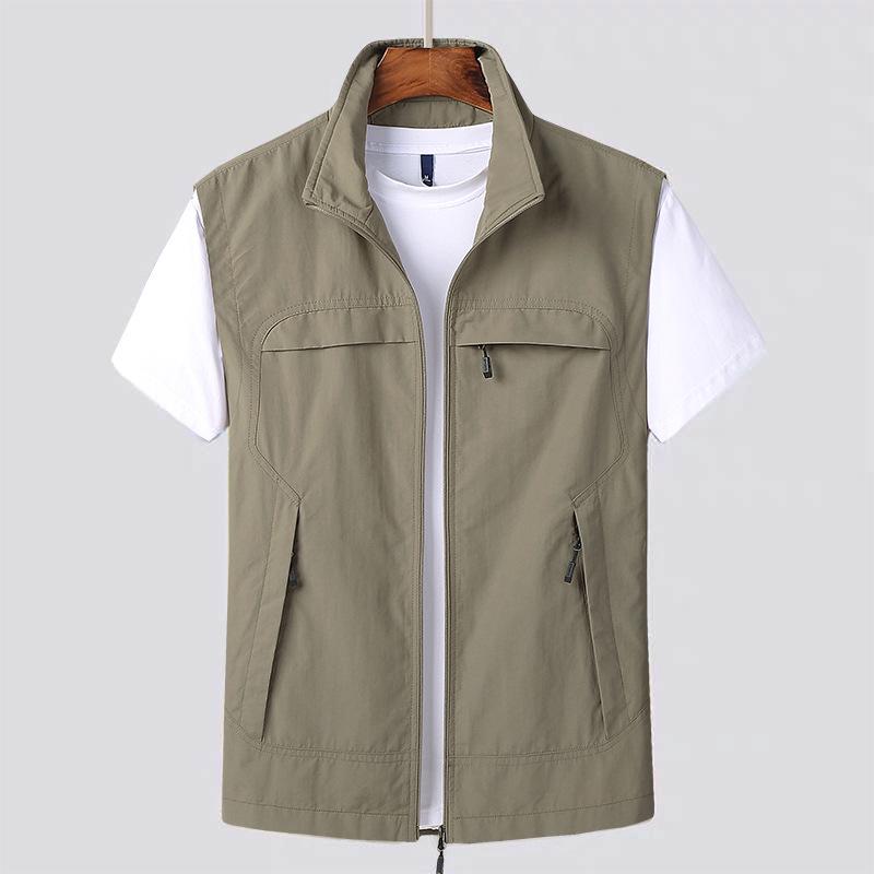 Men's Plus Size Quick-Dry Outdoor Casual Vest - Sleeveless, Loose Fit for Spring & Autumn