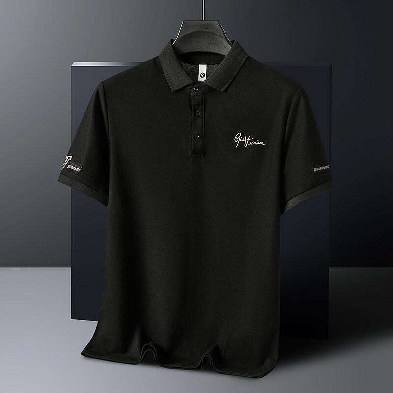 Letní pánské výšivkové polo pro střední věk a mladé, trendy, ležérní, univerzální, minimalistické tričko s krátkým rukávem
