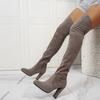 Comemore Over The Knee Boots Pointed Toe High Heels Women's Shoes  Autumn and Winter New Stretch Sexy Solid Suede Long Botas
