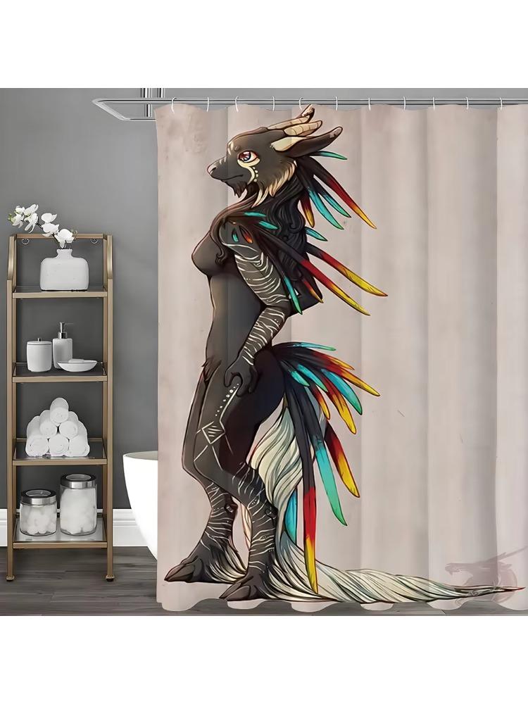 

Мультяшная шторка для душа с драконом, Декоративная шторка для душа для ванной комнаты, Водонепроницаемая шторка для душа с крючками W90xH180cm